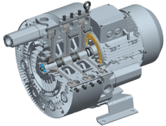 2-stupňové dmychadlo EG serie, 3 ph (3,3 kW, 87 m3/h; -500/750 mbar, G 1 1/4")