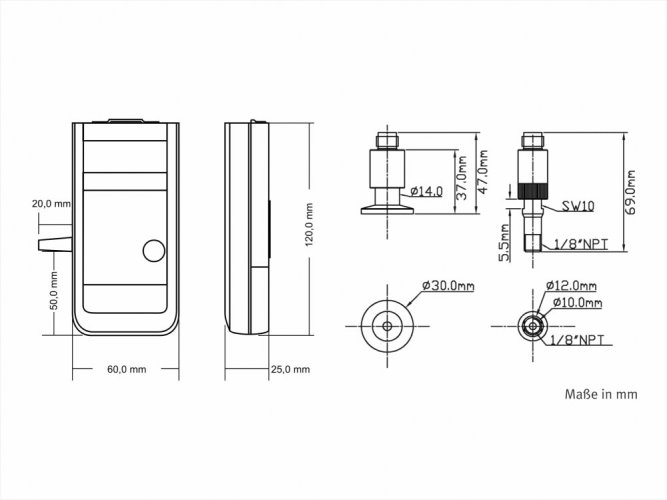 Pirani external, 100-1e-3 mbar, DN16KF, USB-interface