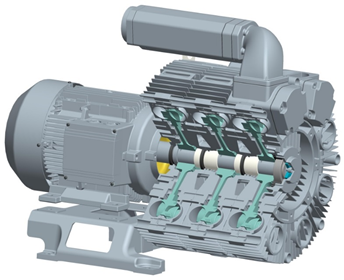 triple stage blower VG series, 3 ph (2-7,5 kW, 320 m3/h; -530/700 mbar, G 2 1/2")